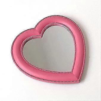 Heart Shape Makeup Mirror with Stand, Cute Desktop Vanity Mirror for Women & Girls, Lightweight ABS Plastic, Travel & Home Decoration
