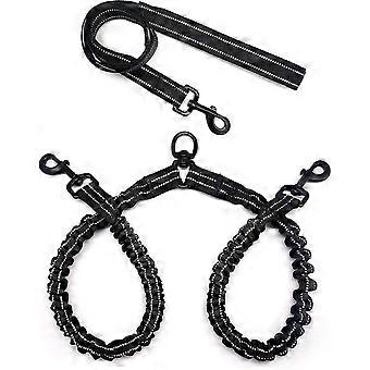 Bungee Dog Leash Splitter/coupler For Multiple Dogs, Stretchable Reflective Double Dog Leash