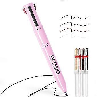 4-in-1 Makeup Pen Waterproof Long-Lasting Eyeliner Eyebrow Lip Liner Highlighter with Refills