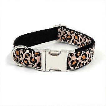 Fashion Dog Collar Durable Leopard Print Non-Slip Adjustable Loop Nylon Pet Accessory