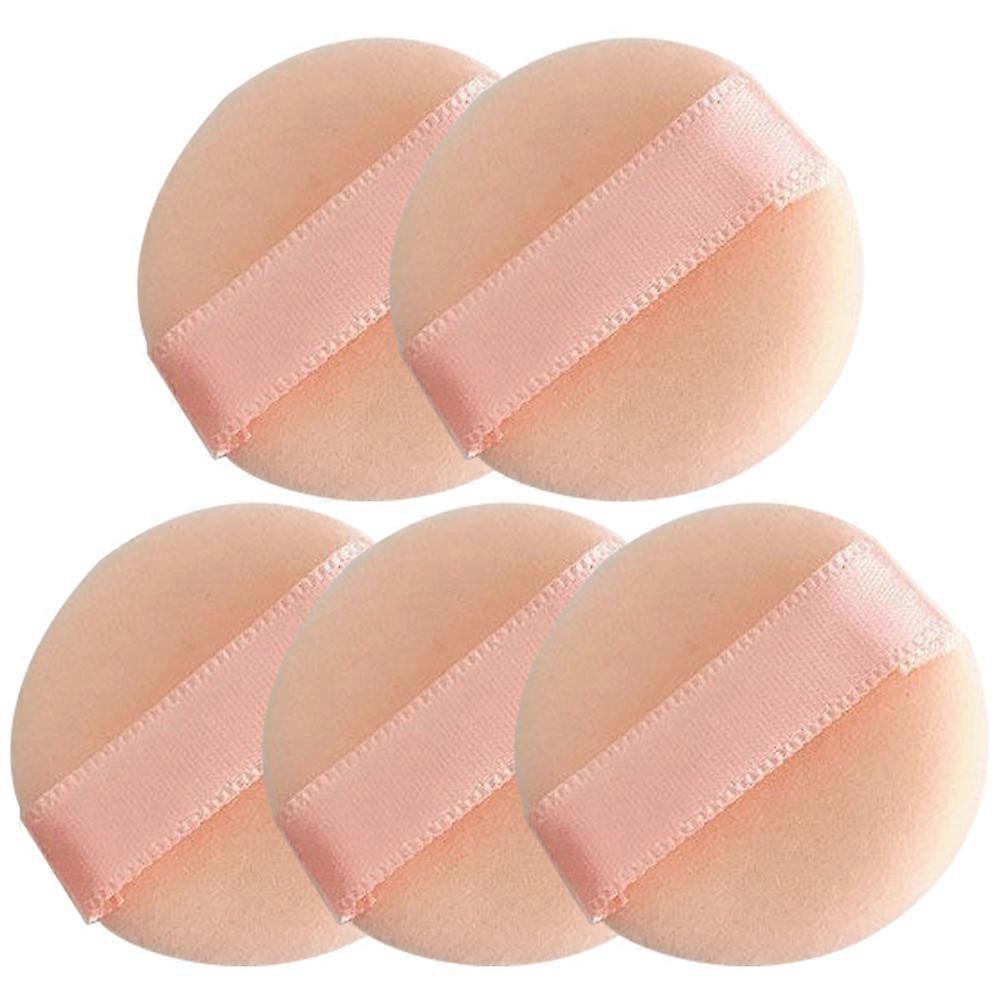 Makeup Powder Puff Mini Flocking for Makeup 5Pcs Set Beige Color