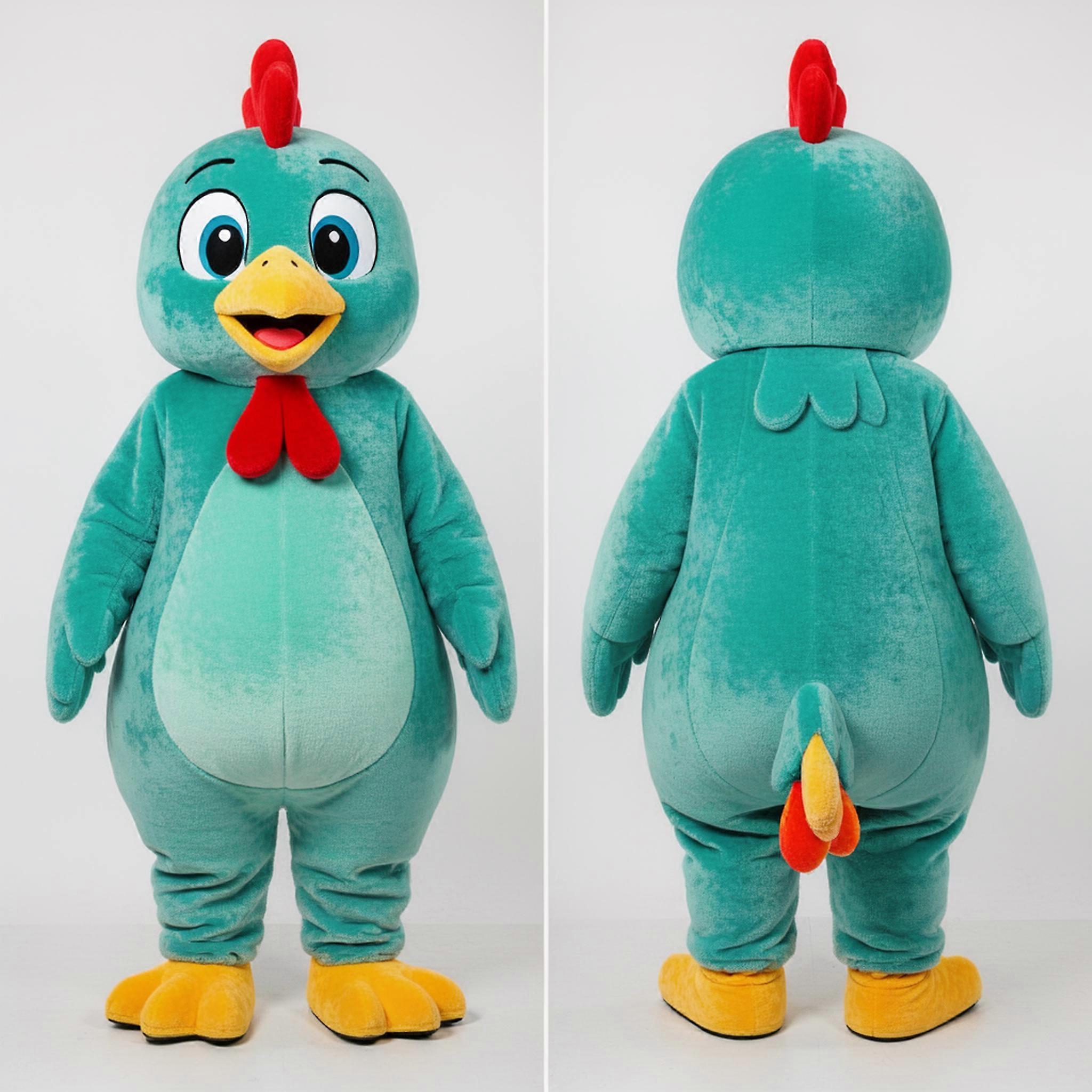 MASTICOT Teal Feathered Sweater Chicken Mascot