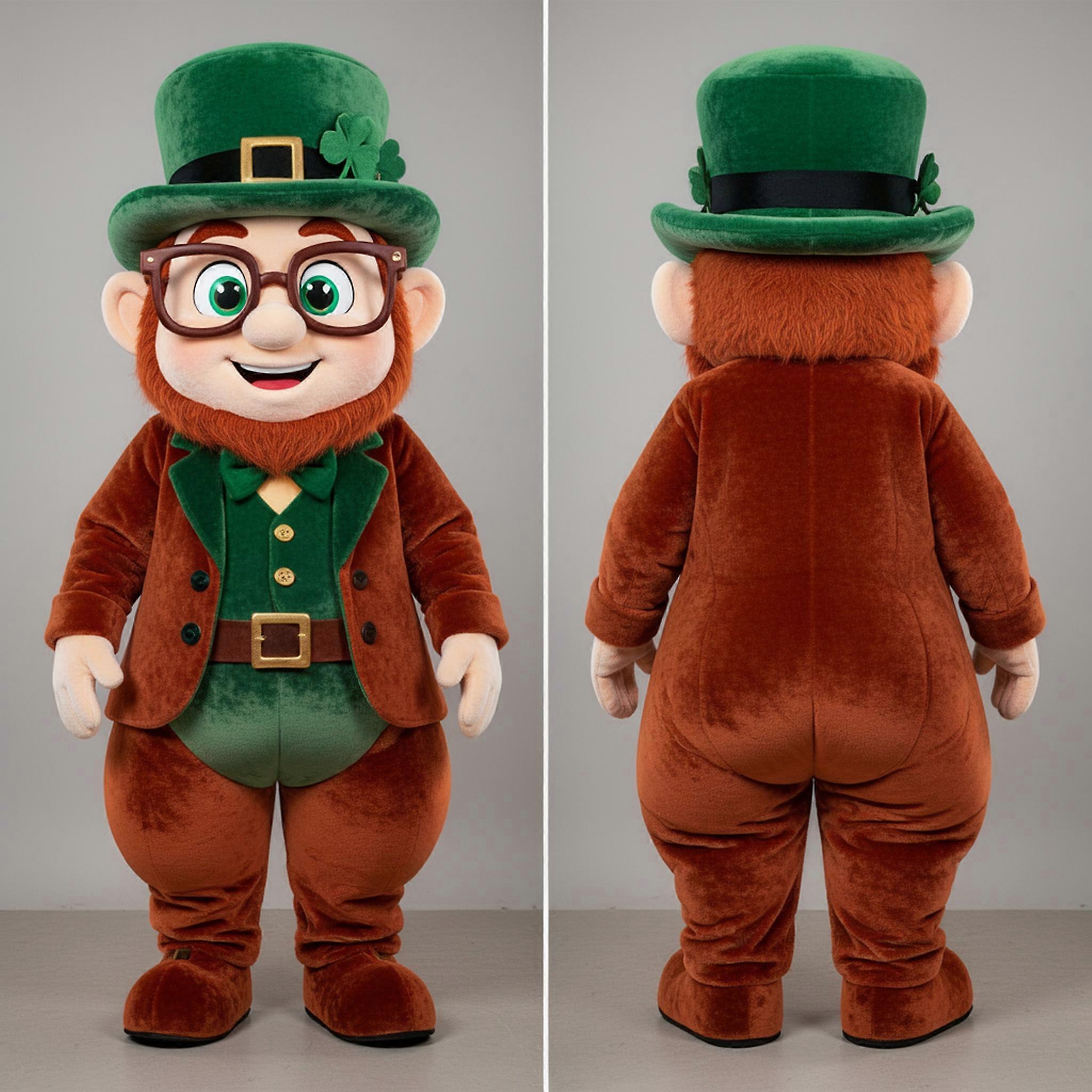 MASTICOT Rust Orange Wide Eyed Leprechaun Hat Mascot