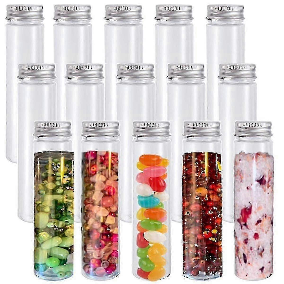 Clear Flat Plastic Test Tubes 15pcs 110ml with Screw Caps for Beans