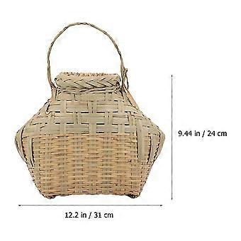 Bamboo Basket for Fish Portable Fish Basket with Lid for Outdoor Storage