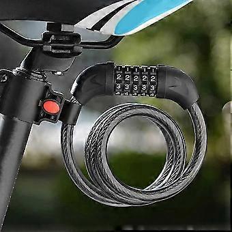 Cadeado de bicicleta de alta segurança com combinação reajustável de 5 dígitos, cabo enrolado para uso de bicicleta ao ar livre, 1,2 m x 12 mm