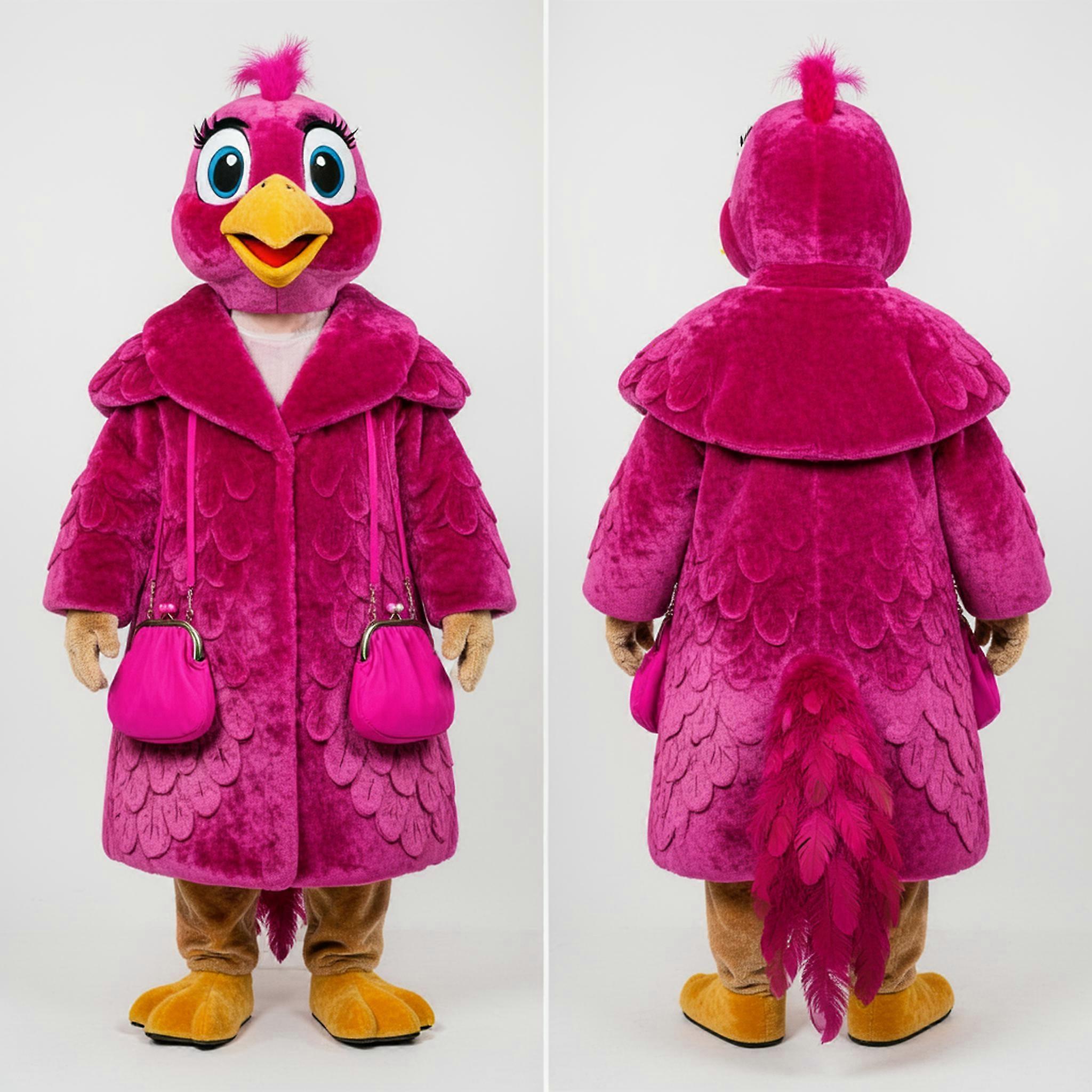 MASTICOT Magenta Feathered Pheasant Mascot