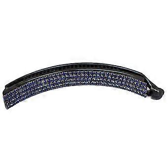 Large Blue 5 Inch Banana Hair Clip for Thick Hair with Sparkling Rhinestone Design