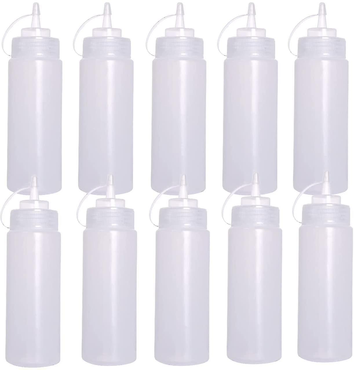 10 Pcs Condiment Squeeze Bottles, Plastic Sauce Bottles 240ml, Sauce Bottle