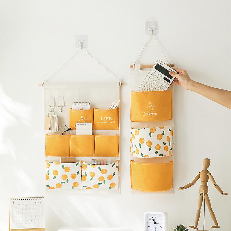 Wall Hanging Storage Bag, Wall Organizer Bag (Multi-Layer - Orange)