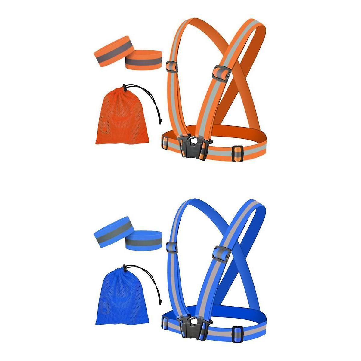 2 Set Elastic Running Reflective Vest Adjustable for Night Walking Cycling