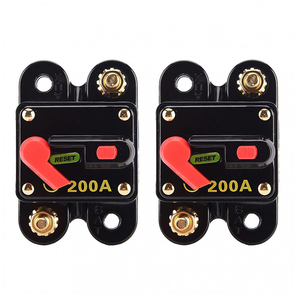 2x 200 Amp Inline Breaker 12v-24v Auto Marine Car Stereo Audio Reset