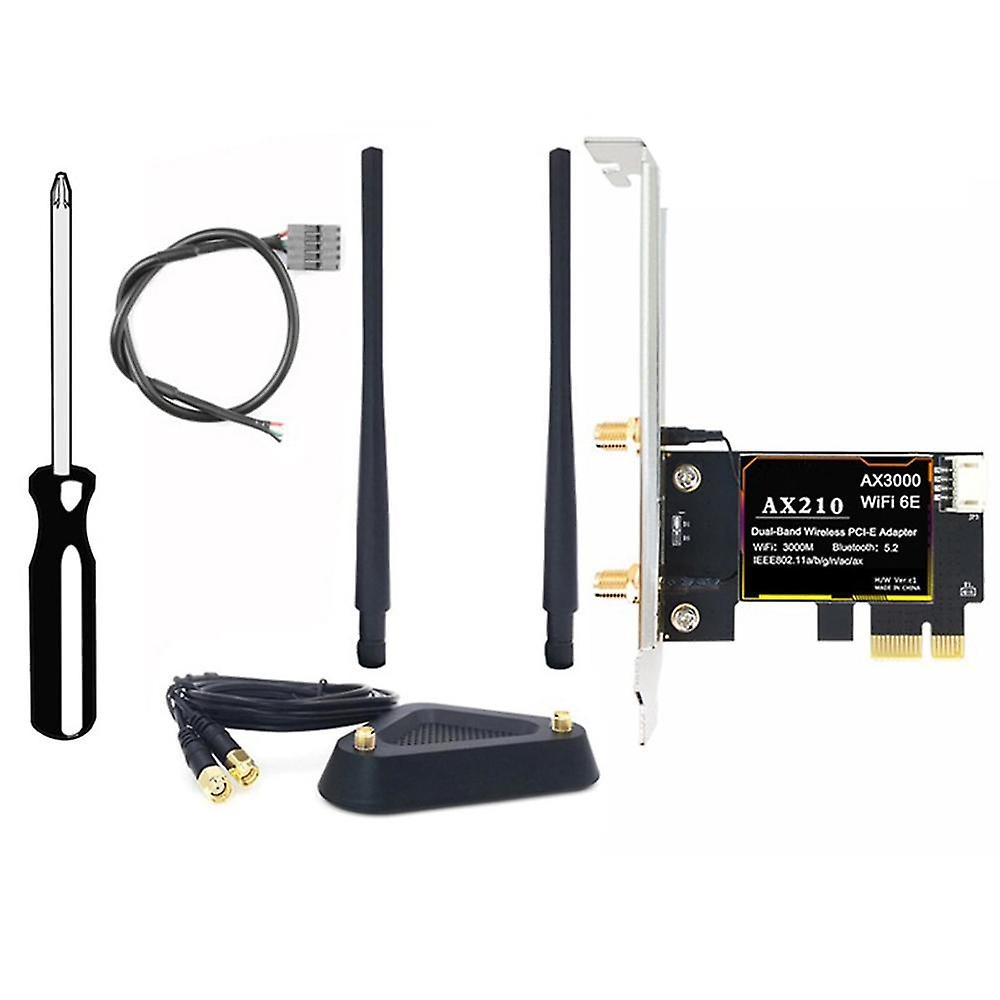 Ax210 Wireless Network Card+2xantenna+8db Extension Cable Antenna+base 5374mbps Bluetooth 5.2 2.4g/5g/6g Tri Band