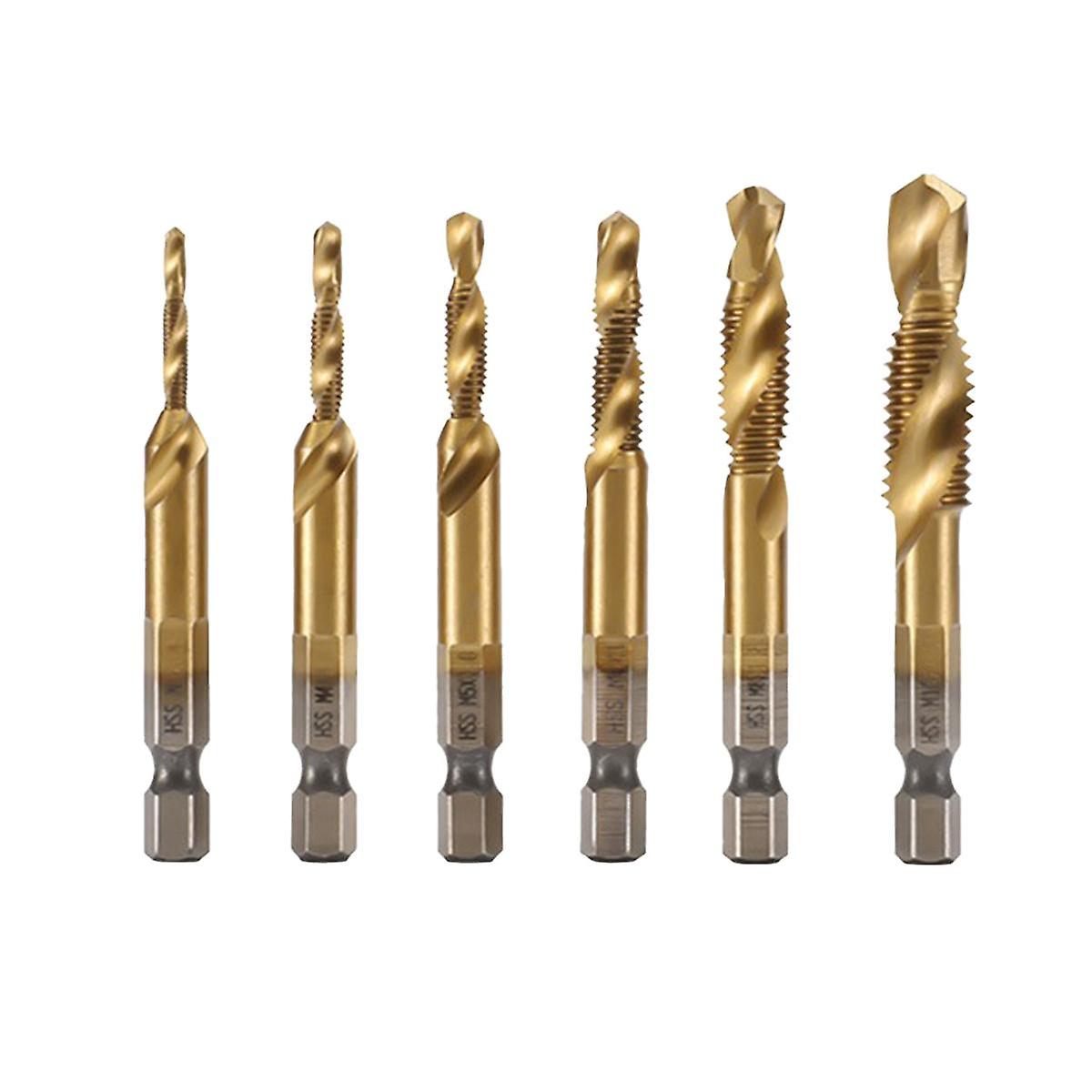 High-Speed Steel Drilling Tapping Chamfering Integrated Drill Bit Set 6Pc Composite Tap Deburring D