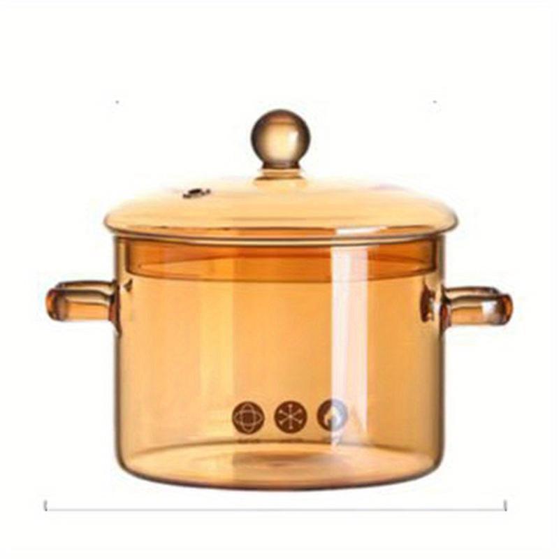 1pc家庭用ピンクダブルイヤーガラスポットダブルハンドルスープ健康ポット電気セラミックストーブスープ直火シチューポット革新的なピンクガラスポット15