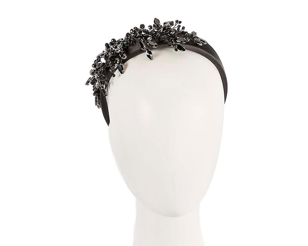 Black crystals fascinator hеаdbаnd by Cupids Millinery CU443 CU443B