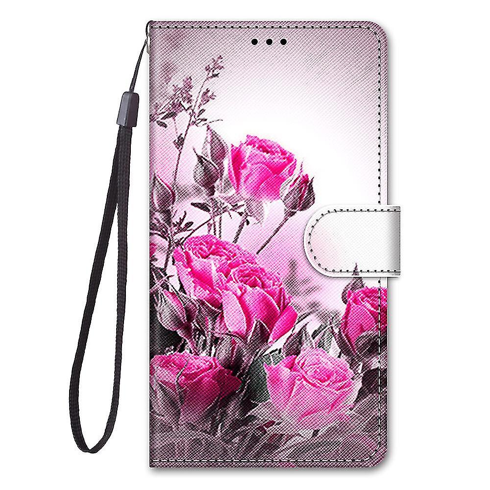 Case For Xiaomi Redmi 10 5g Painted Flip Cover Magnetic Coque Cover Etui Closure - Rose