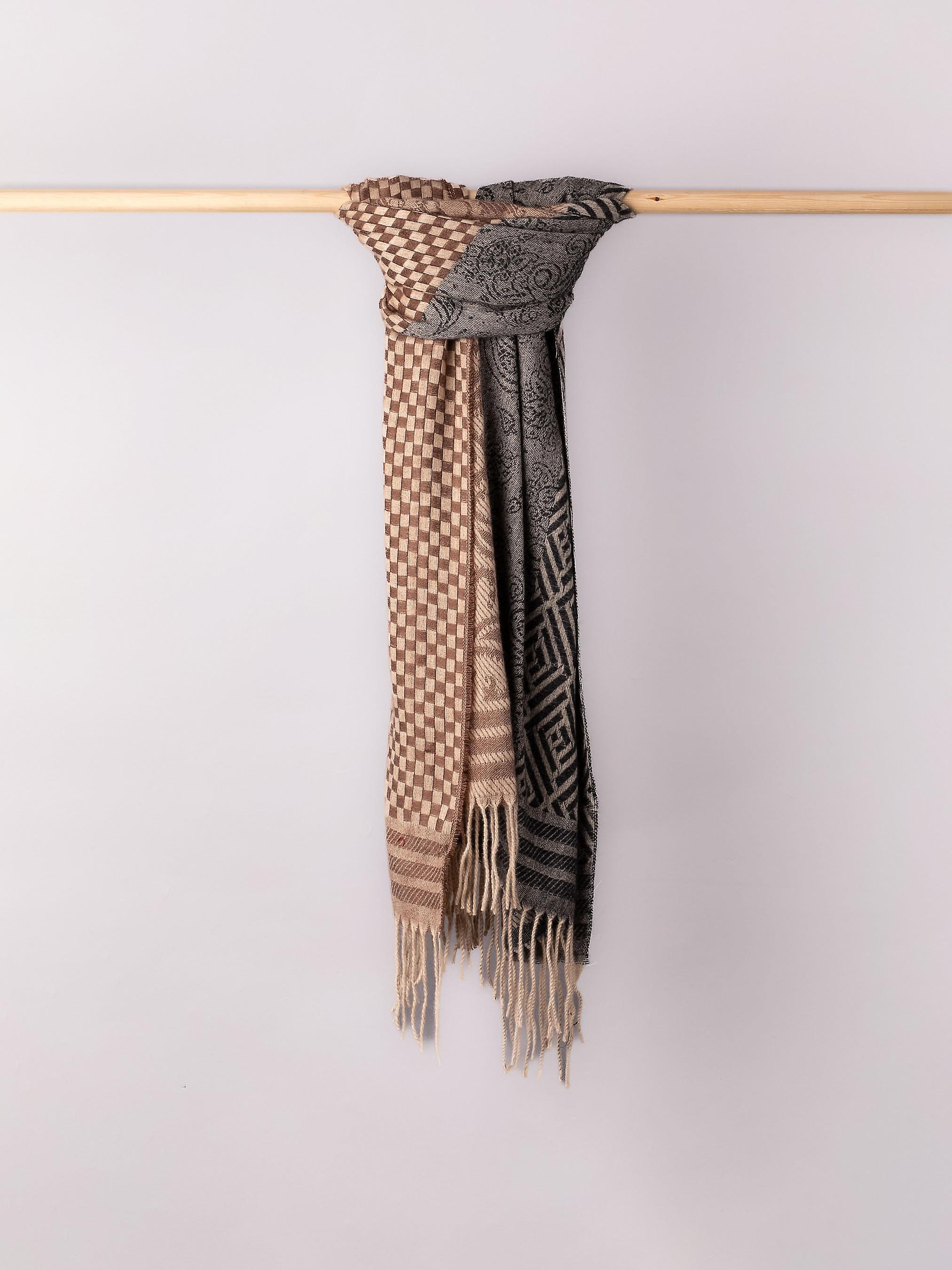Lorna Multi Print Scarf in Beige and Black