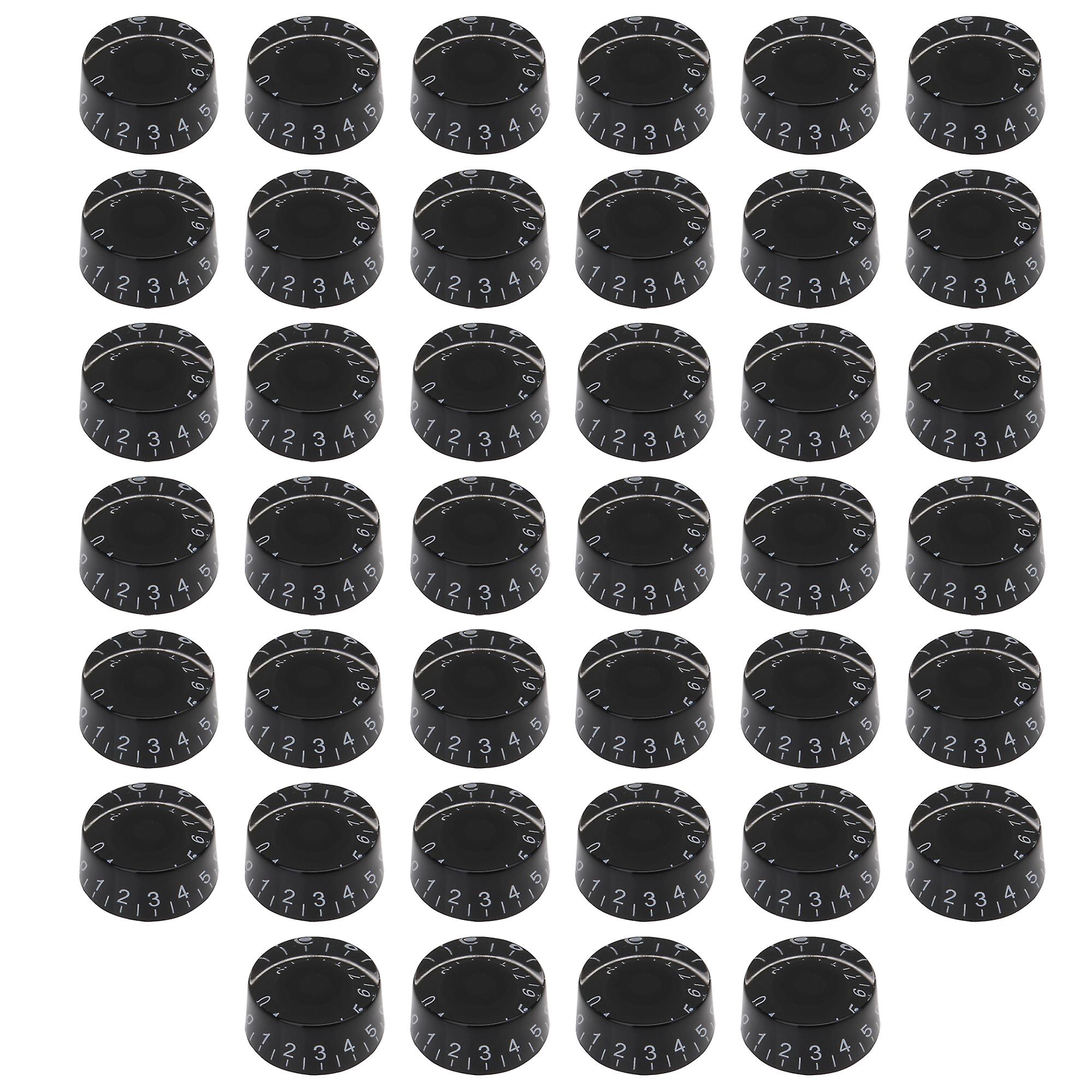 Black Round Knobs Electric Guitar Speed Control Knob with White Number Set of 40