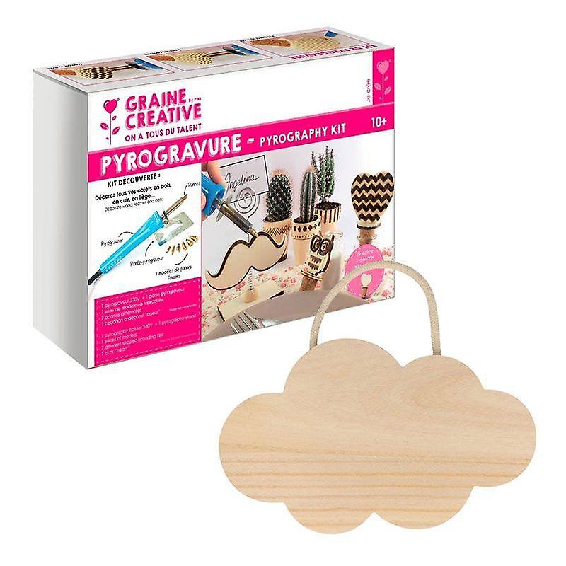 Pyrography box + wooden cloud to hang 25 cm
