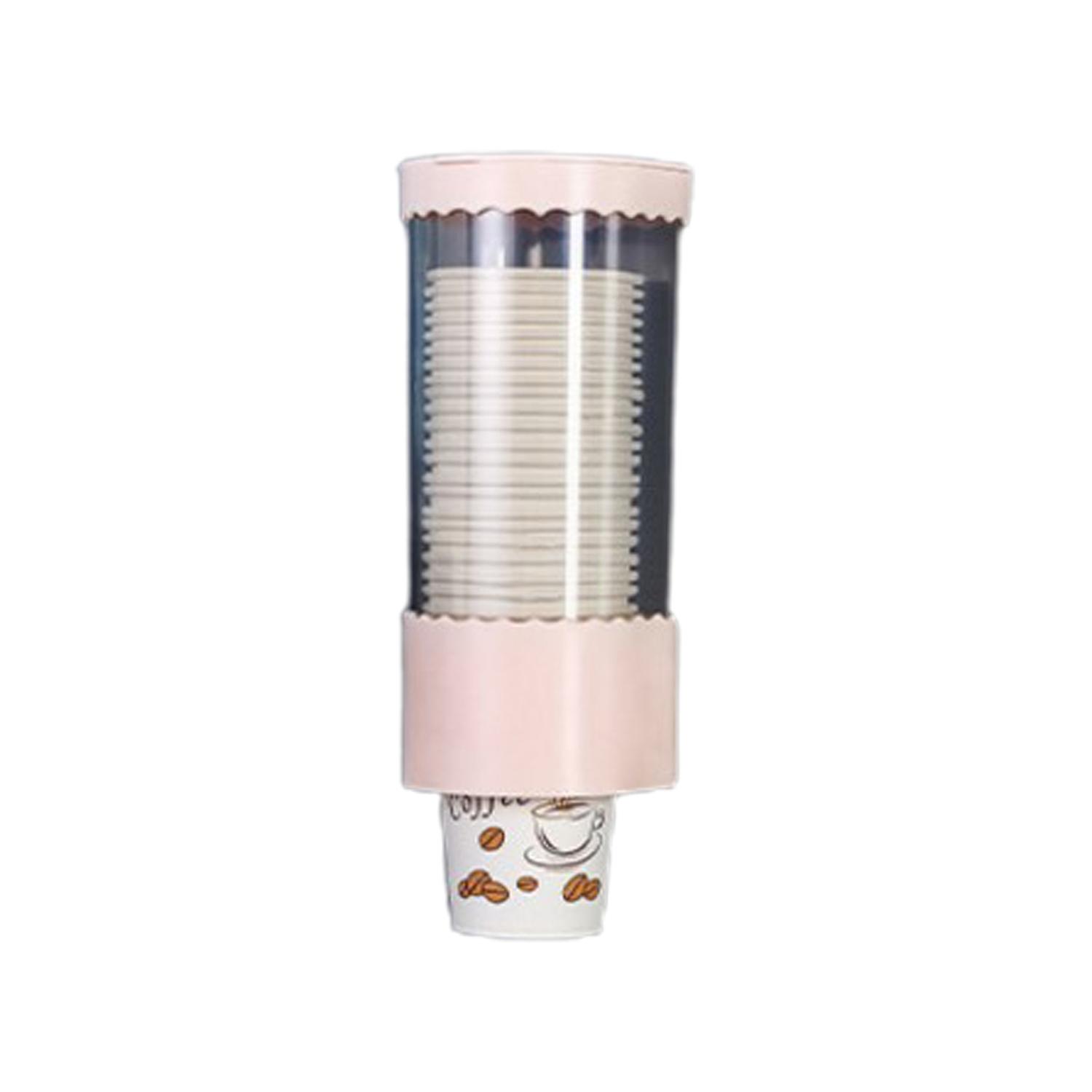 Automatically Drop Disposable Cup Dispenser Self Adhesive ABS Dirt-proof Paper Cup Holder for Home
