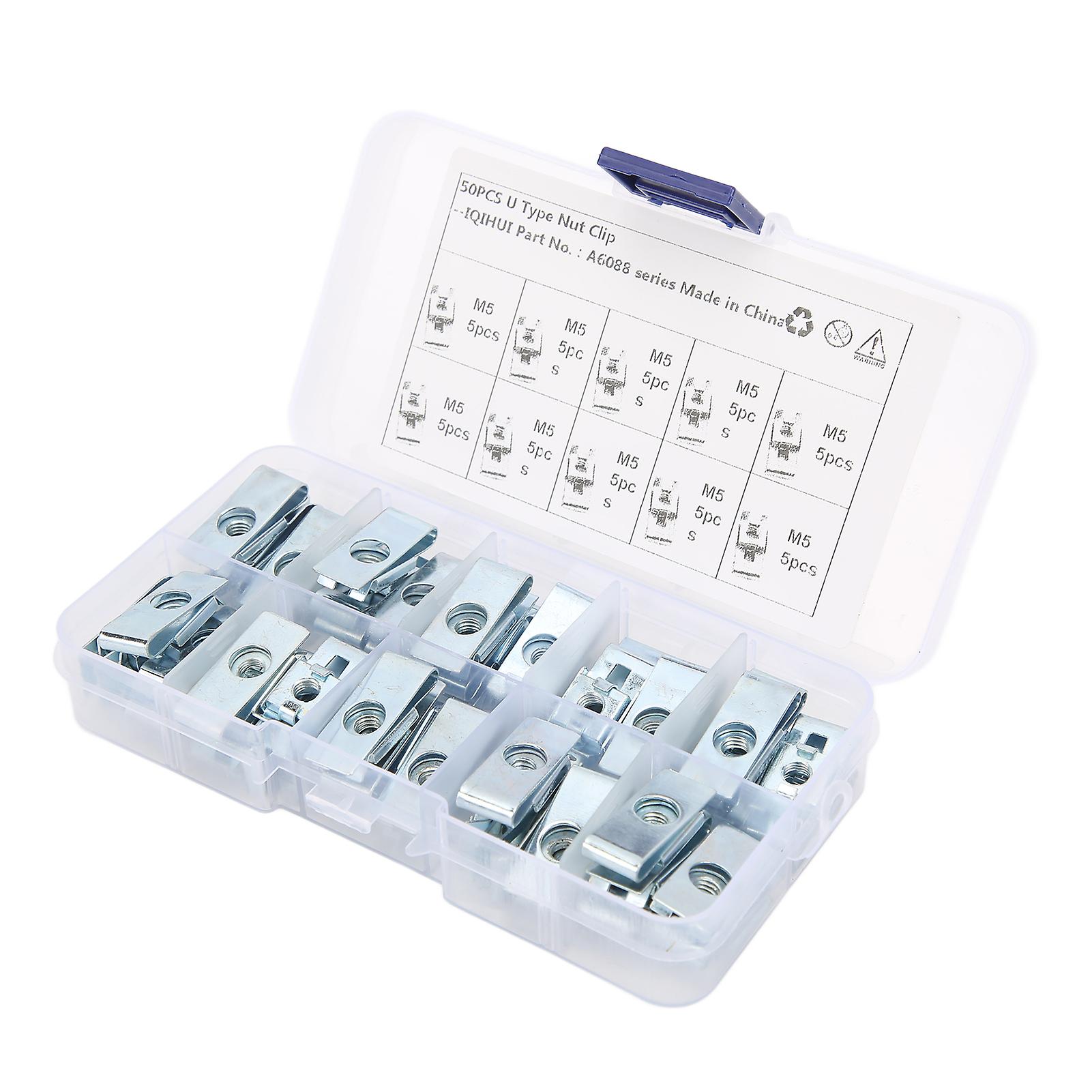 50 Pcs Car U Shaped Clip Nut Strong Rust Resistance Car Speed Fastener U Type Clips Set for Car Body Panel M5