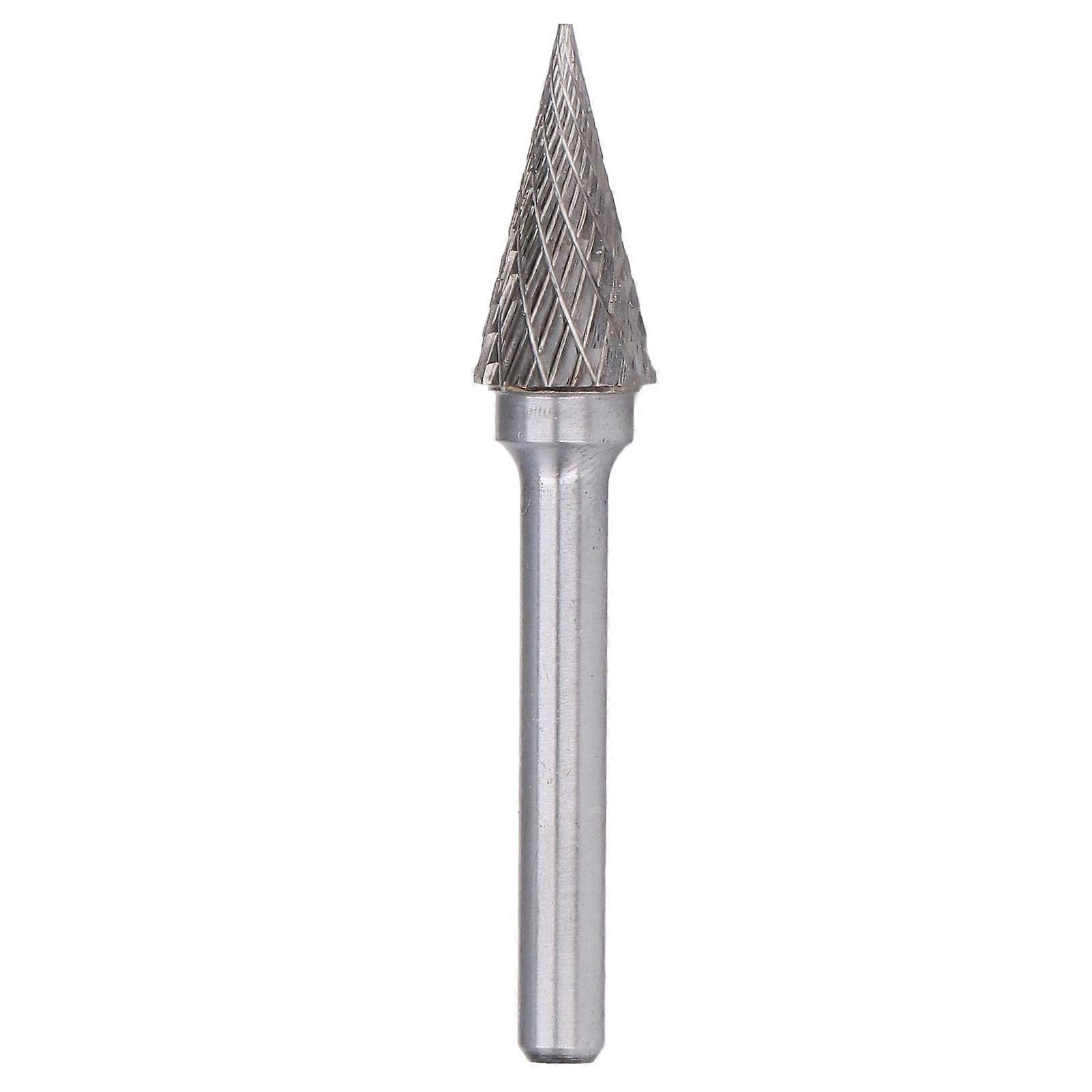 2-Flute Rotary Burr, Pointed Conical Shape, 6mm Shank, YG8 Carbide MX1225