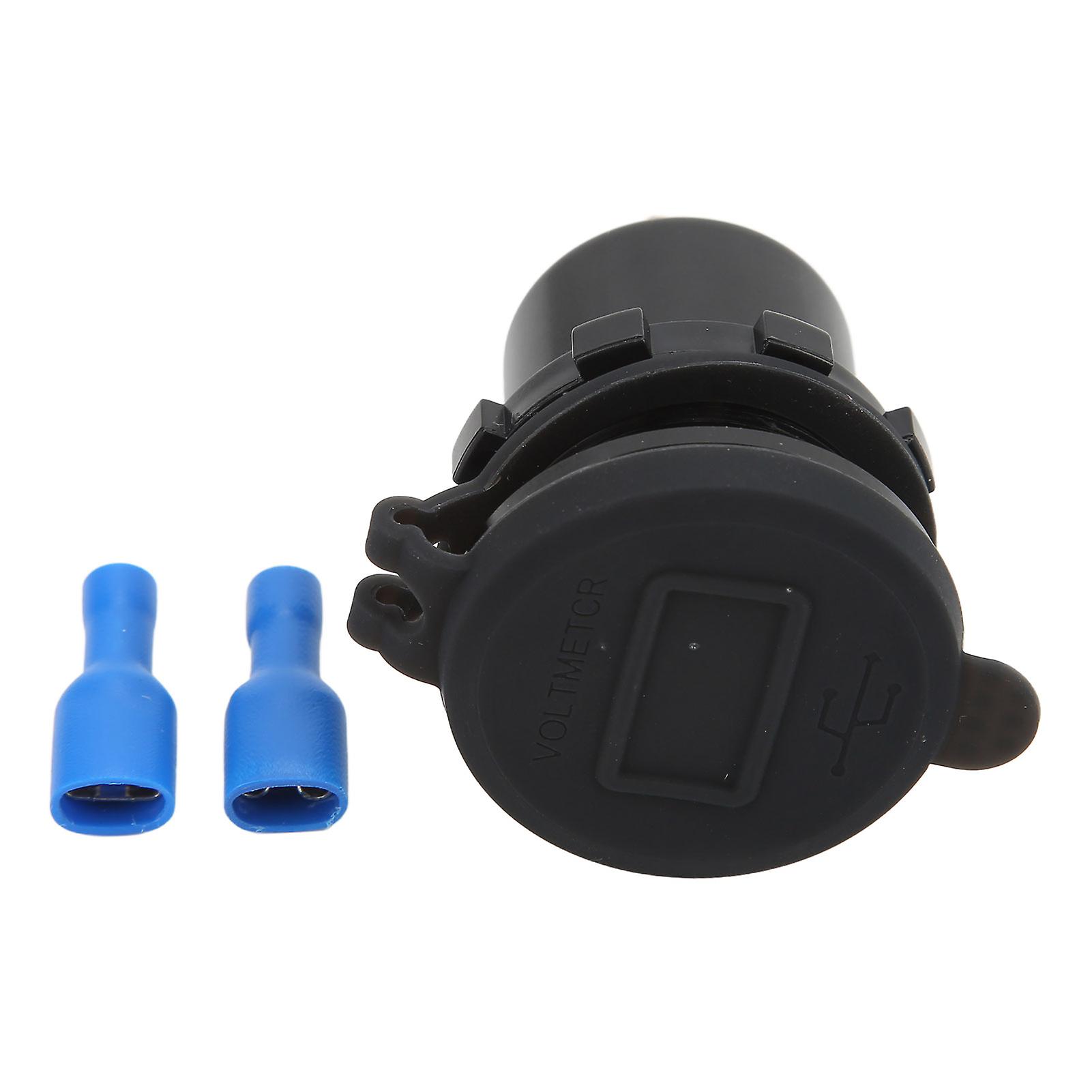 Dual USB Car Charger Fast Charge with Red Digital Voltmeter Display 12V-24V DC Socket for Boat Motorcycle Truck