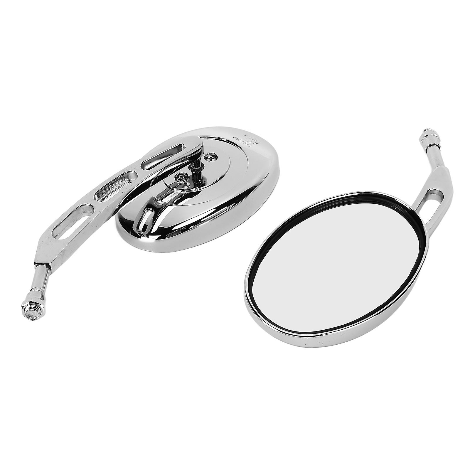 Universal 10mm Chrome Motorcycle Rearview Mirrors Oval Shape Durable Adjustable Design Clear Vision Set of 2 for Enhanced Safet