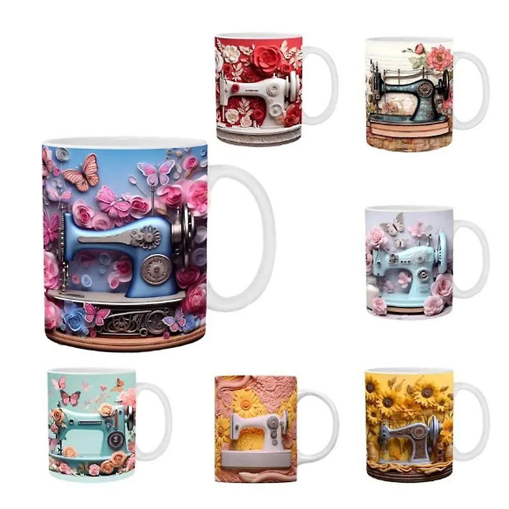 3D Sewing Painted Mug Extra Large Fine Bone China 350ML Coffee Mug Novelty Cup