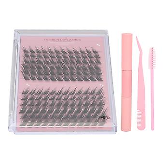 144 Clusters Slant Lash Extensions Kit 10 bis 16 mm Individuelle Wimpernverlängerung mit 8 ml Lash Bond Dual End Pinzette