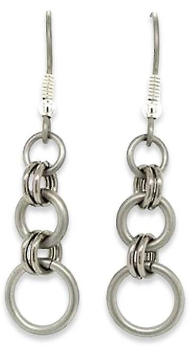 Ti2 Titanium Triple Beam Drop Earrings - Natural Silver