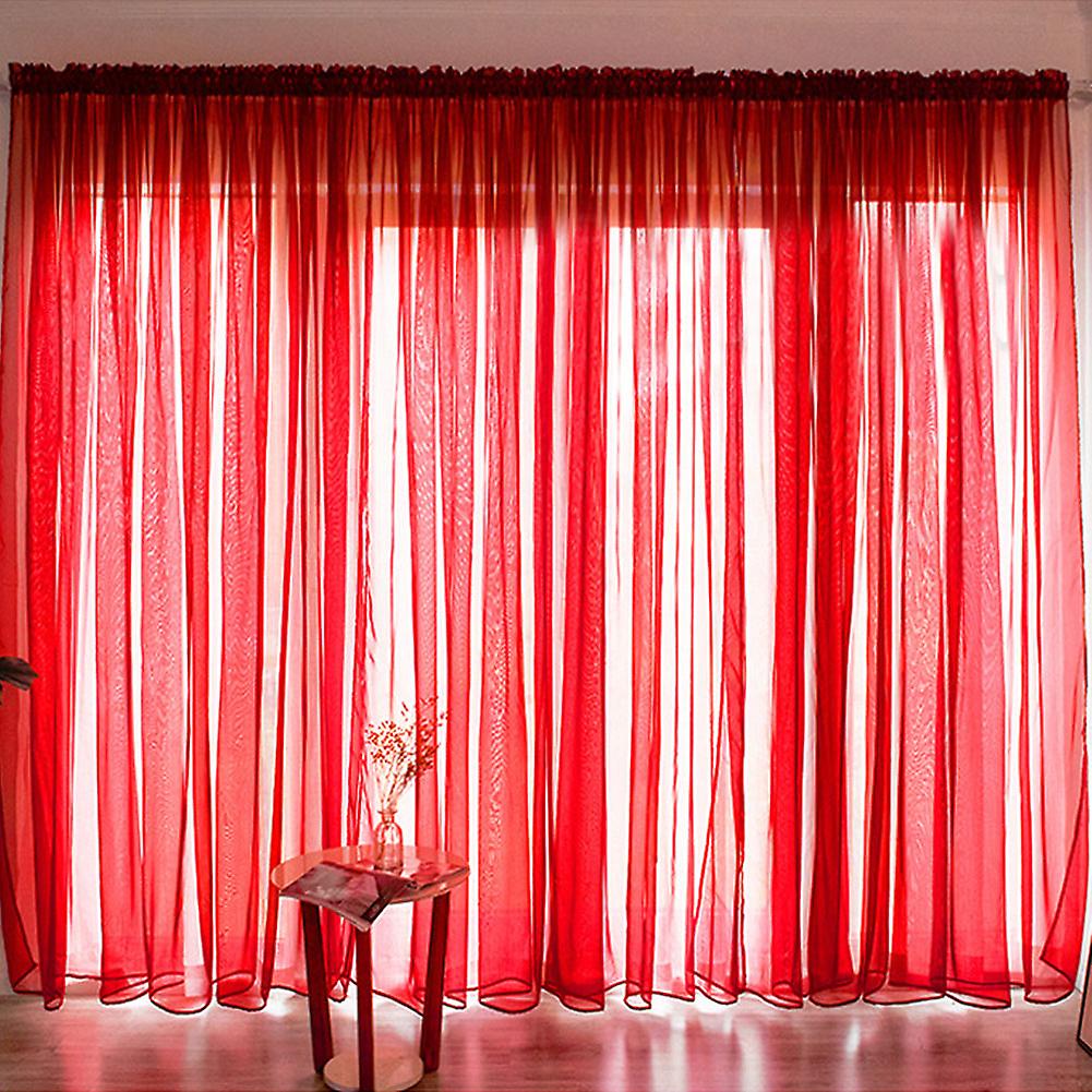 Simple Style Red Polyester Voile Window Curtain 1x2m Sheer Panel