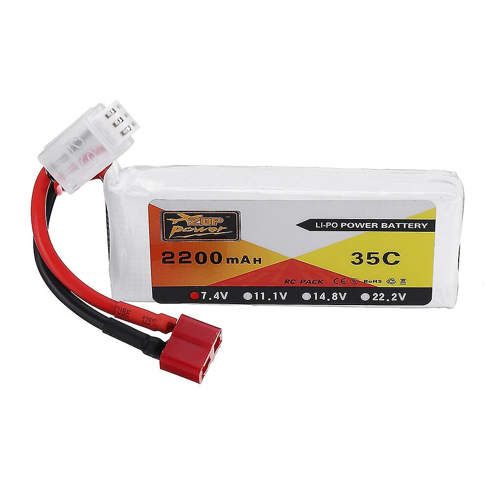 ZOP Power 7.4V 2200mAh 35C 2S Lipo Battery T Plug for Wltoys 124019 144001 10428 10428A/B/C/A2/B2/C2