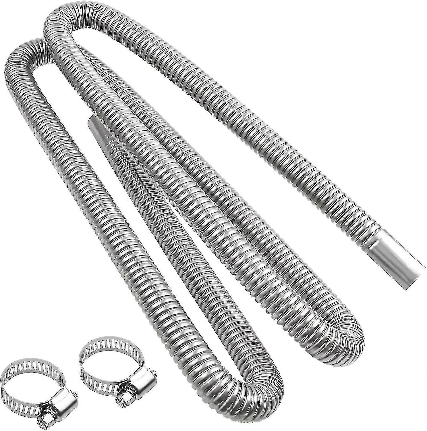 Εύκαμπτος σωλήνας εξάτμισης 200cm, σωλήνας εξάτμισης αυτοκινήτων, σωλήνας εξαγωγής θερμαντήρα αυτοκινήτων, εύκαμπτος σωλήνας εξαερισμού αερίου ντίζελ με δύο σφιγκτήρες από ανοξείδωτο χάλυβα