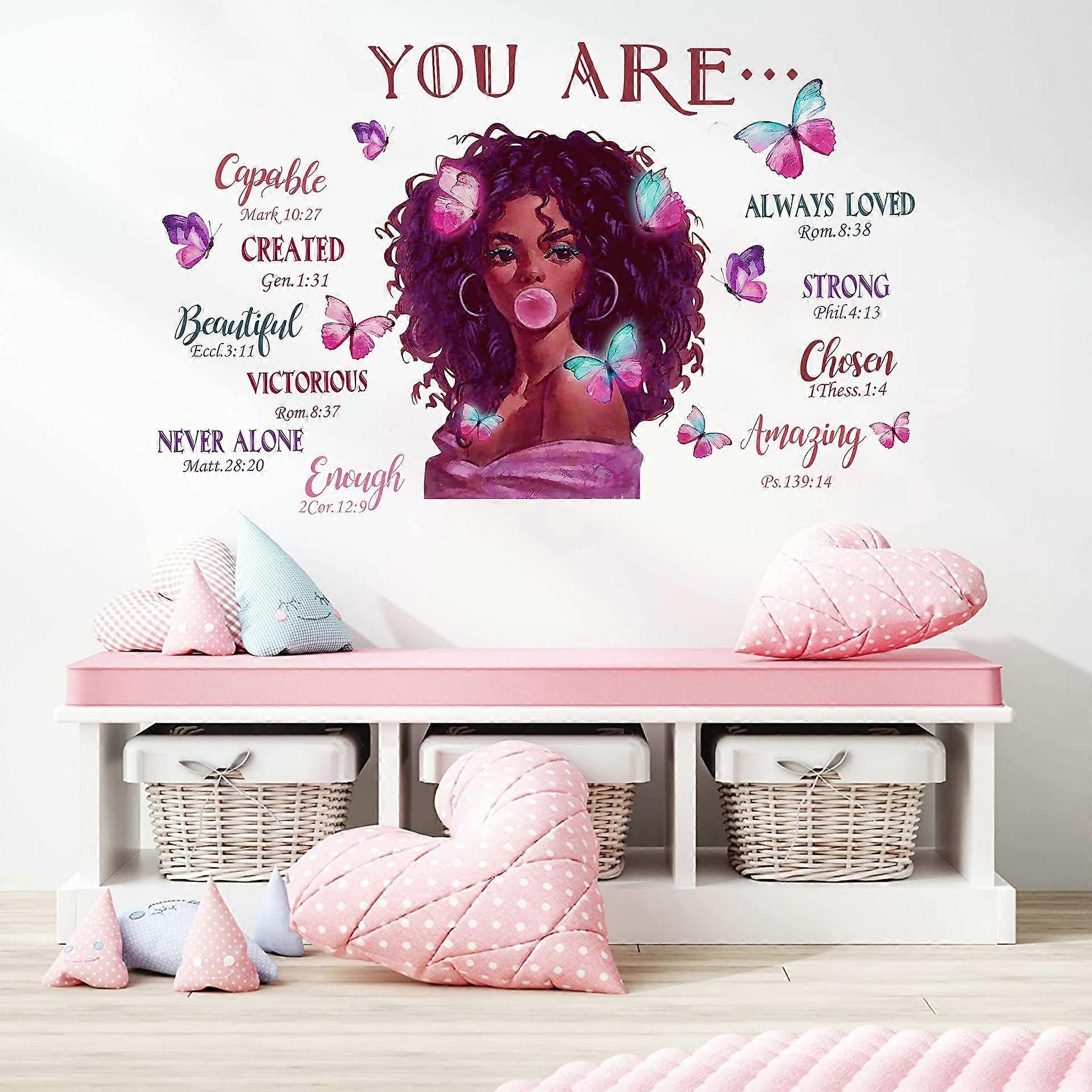 Girl Quote Wall Stickers You are Inspirational Wall Decals Positive Saying Stickers  Girls Room Bedroom Decor Motivational Gift | Fruugo NO, image size:1920x1920