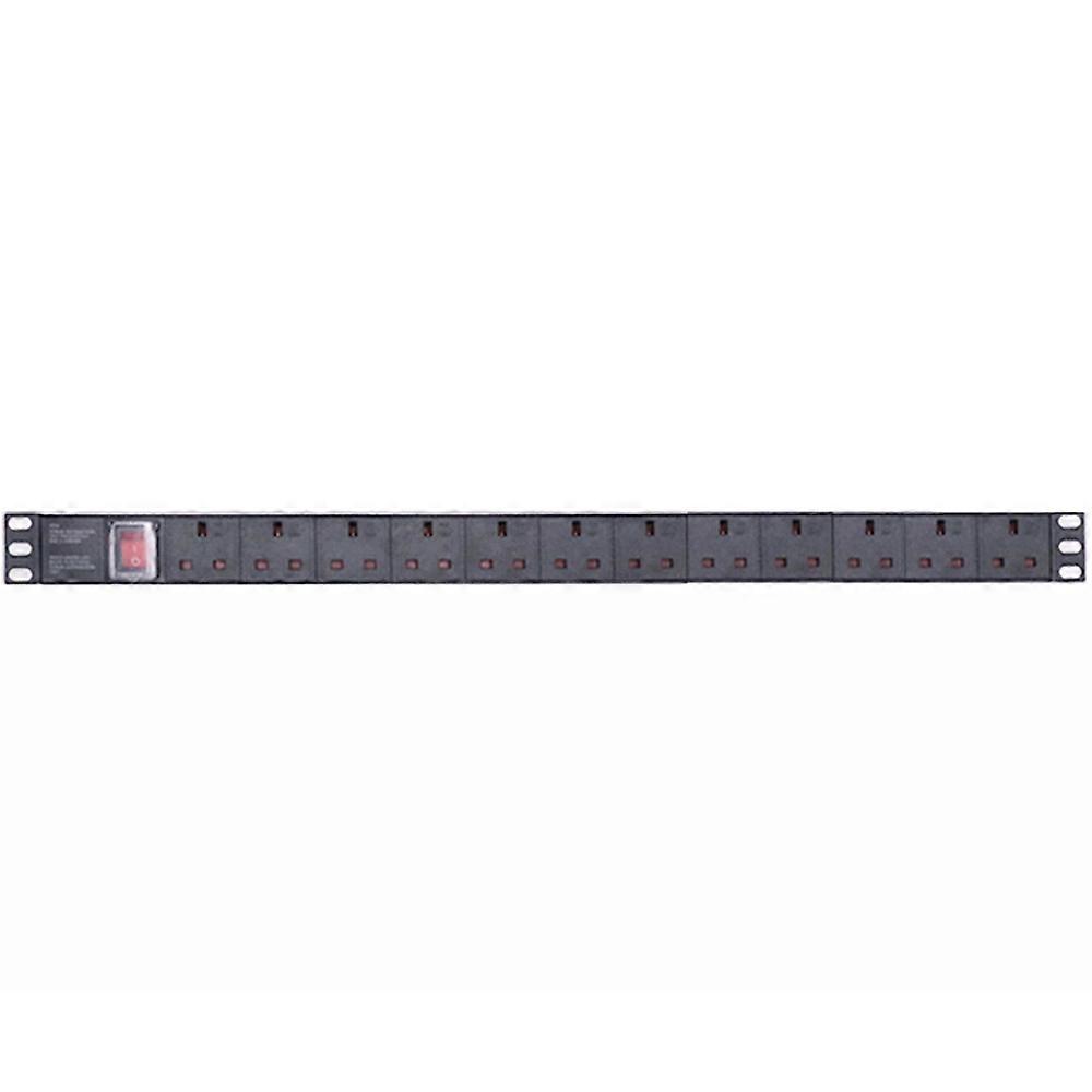PDU Power Distribution Unit, Strip Network Cabinet, Electrical Outlets, UK Plug, Tourist Breakout Switch, 2m Extension Cord, T1, 15A