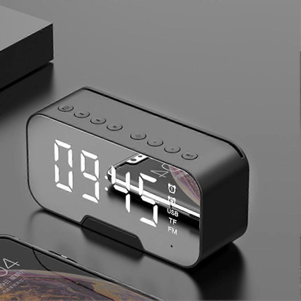 Bedside Desktop Bluetooth Mirror Surface Led Alarm Clock Speaker Fm Radio Wireless Digital Alarm Clock For Bedroom Office Travel