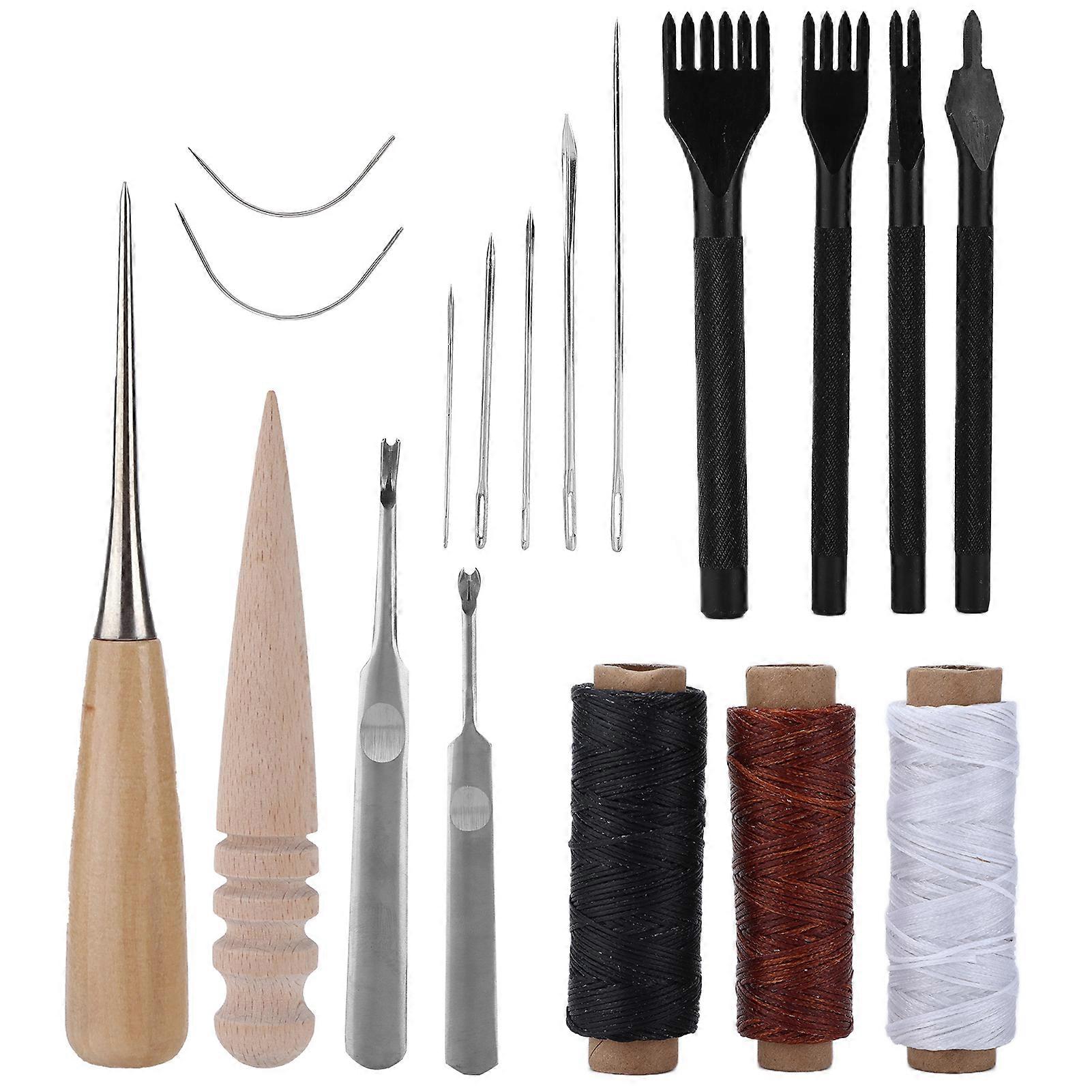 18Pcs Leather Tool Set Easy Use Multiple Uses Leather Sewing Kit for Denim Carpet Upholstered Overcoat