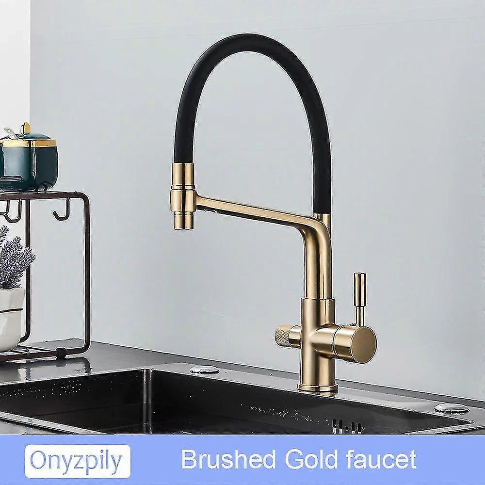High qualityBlakc Kitchen Filtered Faucet Dual Spout 360 Degree Rotation Water Filter Tap Drinking Water Purification Sink Kitchen Faucet