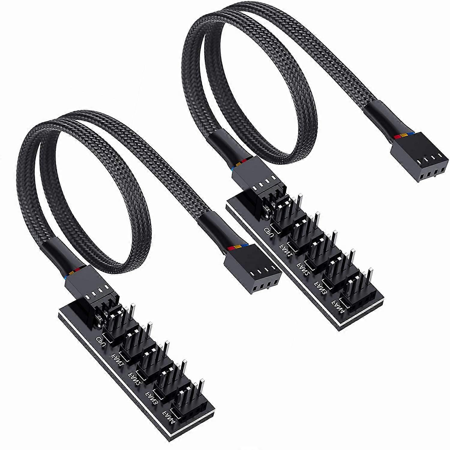 2pcs 1 to 5 splitter 5 way PC case internal motherboard fan power extension cable