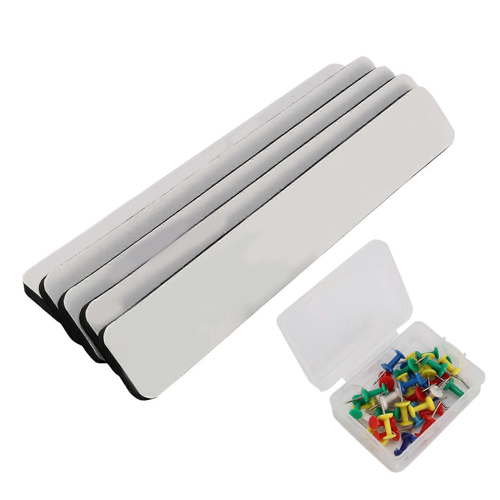 Combo Bulletin Board Strips - 5 Black Self Adhesive Backing Magnetic Metal Felt Push Pin Bars,Home