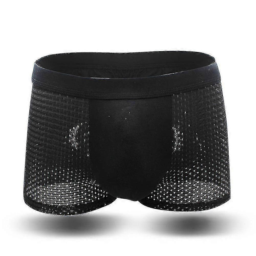 3 Pcs Men Bamboo Fiber Net Breathable U Convex Underpants Underwear Boxer Briefs-YuJia