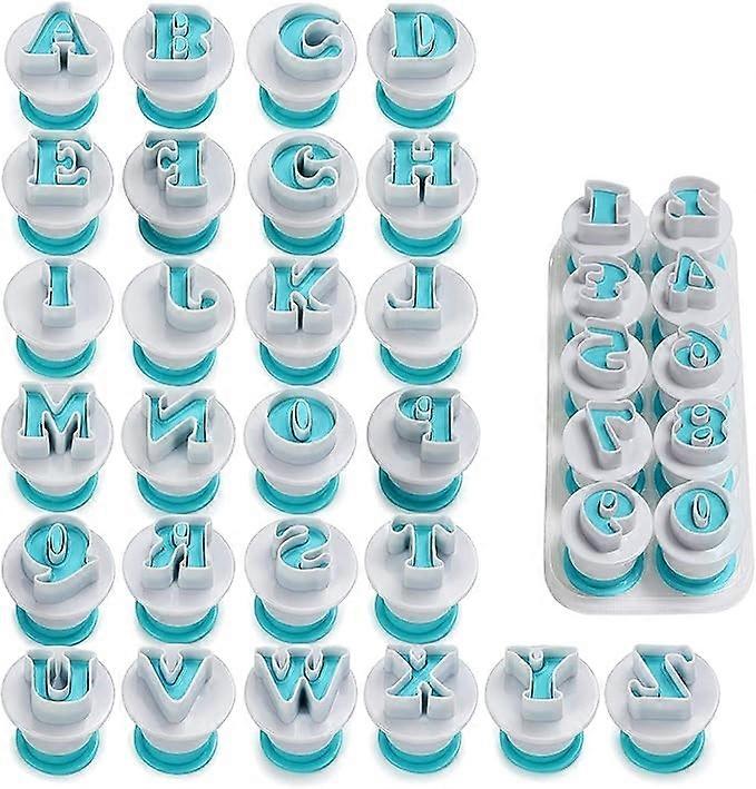 Set 36 forme de prajituri, Model litere/cifre, Plastic