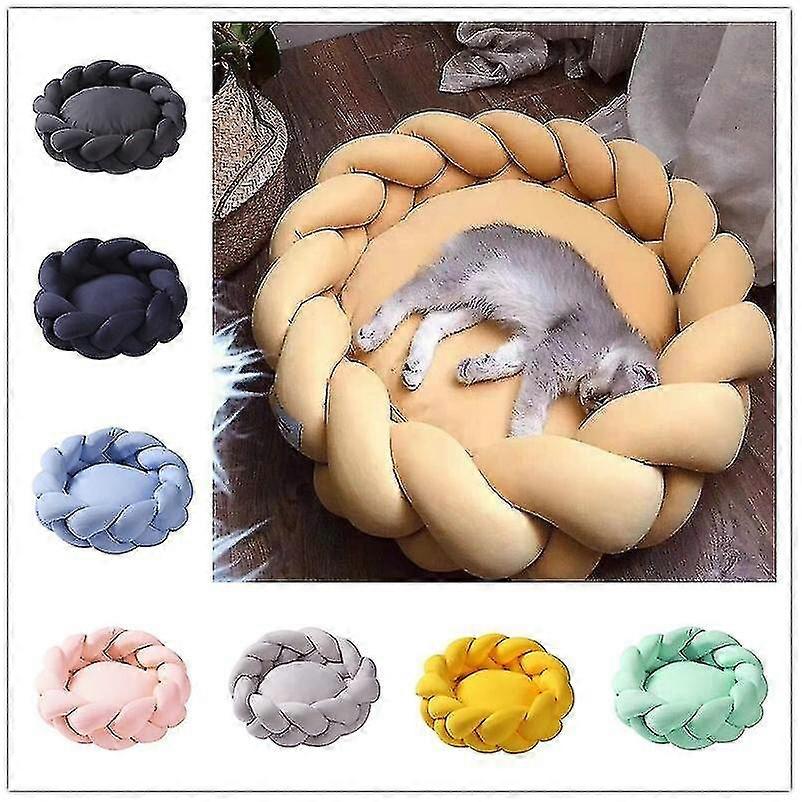 45cm Cotton Knitted Pet Bed Basket Warm Soft Woven Cat Nest