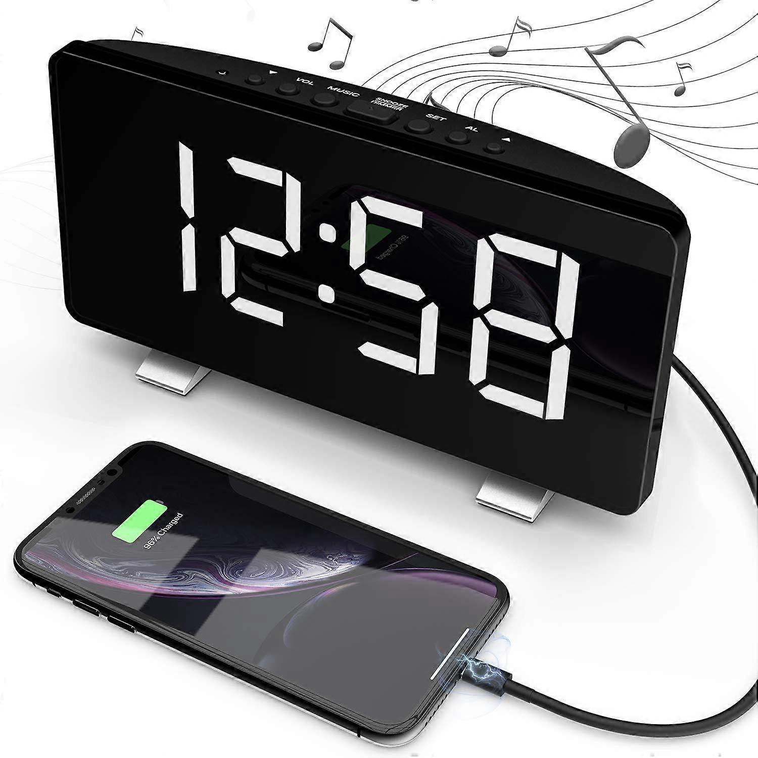 Radio Rveil FM Radio Rveil Numrique Double Alarme 15 Stations de Radio Volume Rglable 4 Intensits de Luminosit Automatique Rveil Digital Horloge Digit