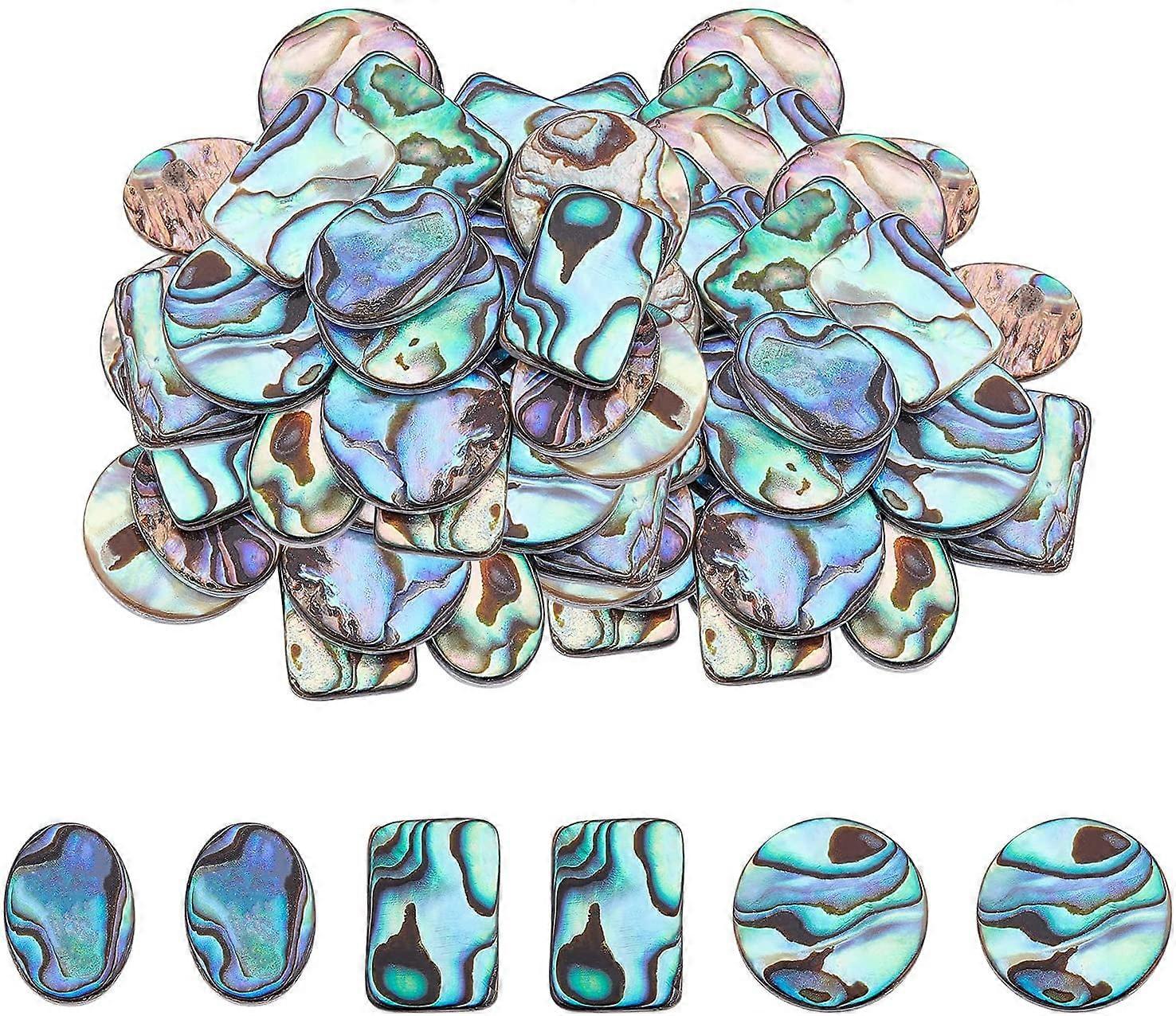 18pcs 3 Shapes Natural Abalone Shell Cabochons Colorful Paua Shell Cabochons Loose Beads No Hole Flat Coin Abalone Shell Beads for Jewelry Making
