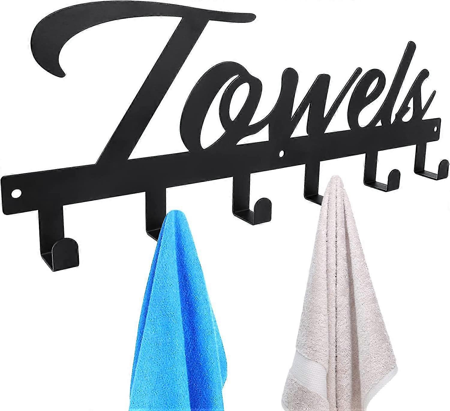 black towel hanger rack freestanding, space saving easy to install aesthetic towel storage organizer