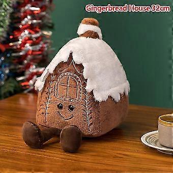 Christmas Ginger Bread Plushie Plush Stuffed Chocolate Cookie Cabin House Decor