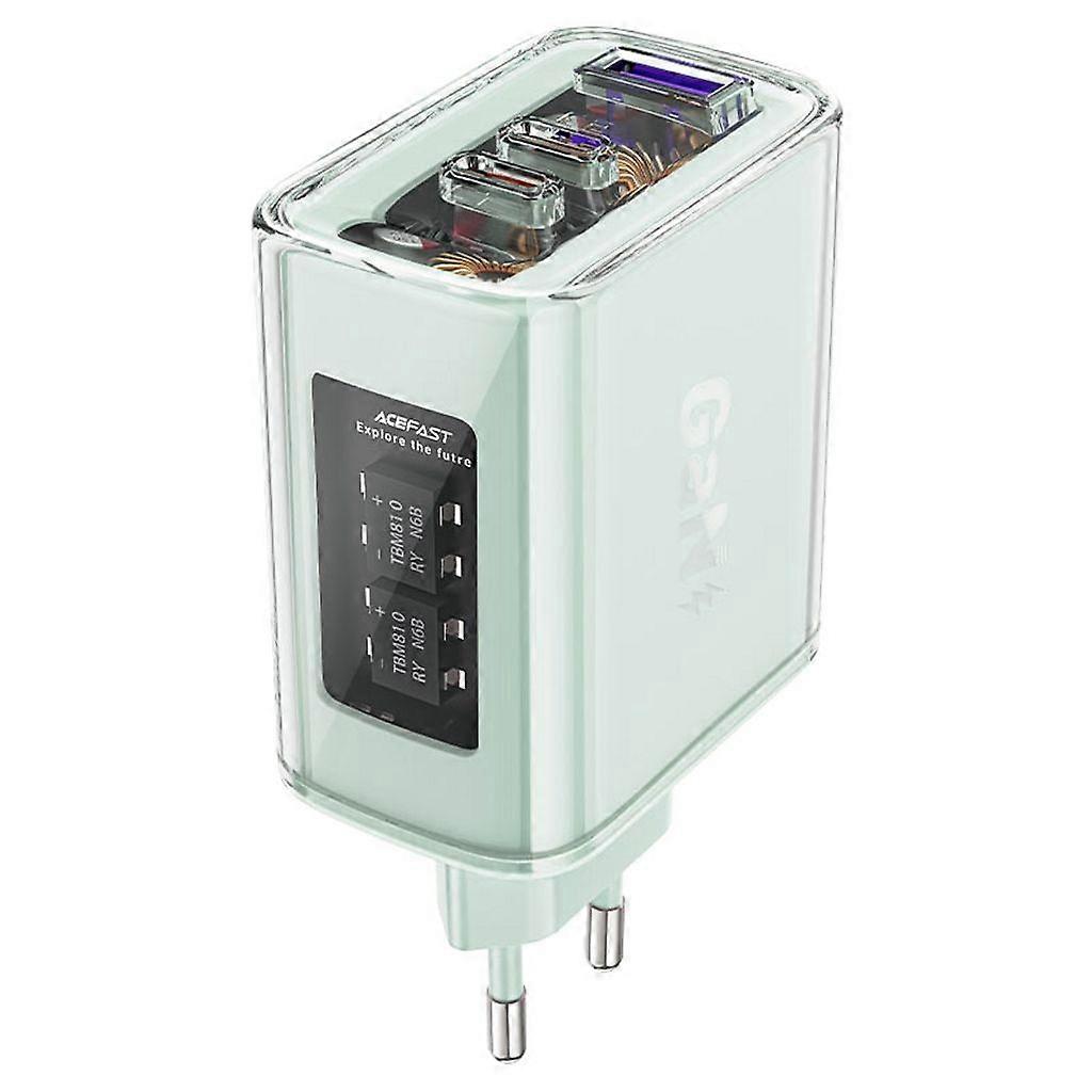 Cargador Acefast GaN 65W, 3 Puertos (1xUSB, 2xUSB-C) - Verde